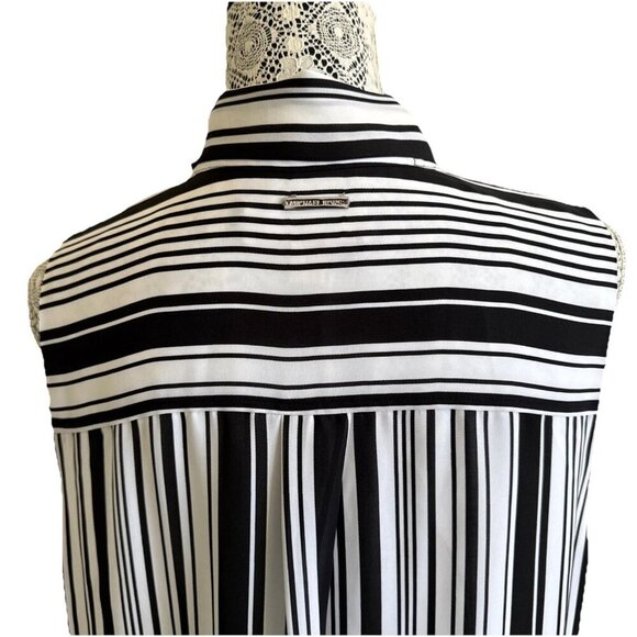 Michael Kors Tunic Striped Black And White Short Dress With Tie Woman’s 14 - Picture 5 of 16